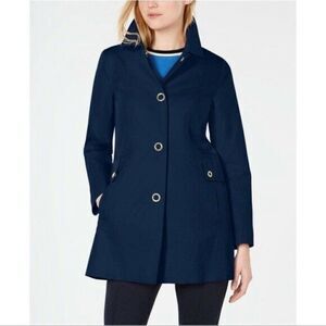 Anne Klein Night Sky Navy Water-Resistant Hooded Raincoat Small NWT